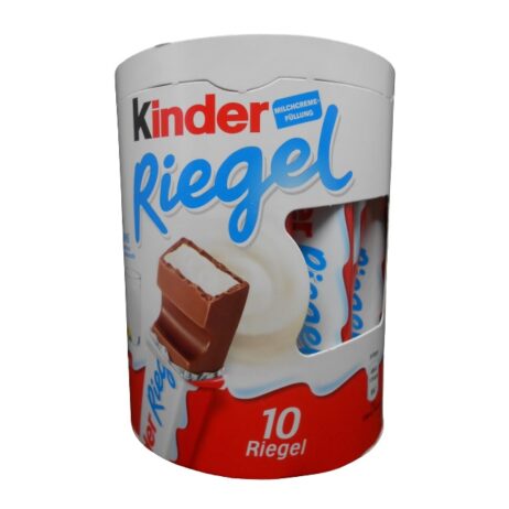 Ferrero Kinder Chocolate Bars packaged in a box, showcasing a blend of milk cream and milk chocolate.