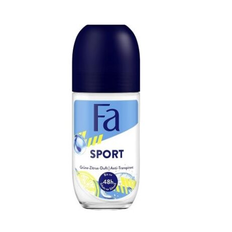 Fa Sport Green Citrus Anti-Perspirant Roll-On, 50 ml, offering 48-hour protection with a fresh citrus scent.