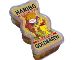 HARIBO Goldbear-Shaped Plastic Jar – Filled with Original Goldbears Gummy Candy – German Product – Fun Collectible Gift
