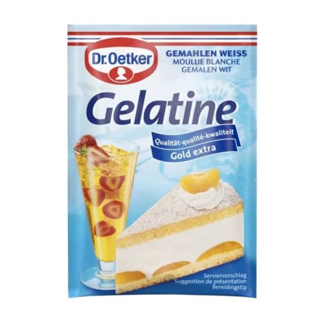 Dr. Oetker Ground White Gelatine 3-pack – finely ground gelatine for perfect consistency in jellies, cakes, and creams.