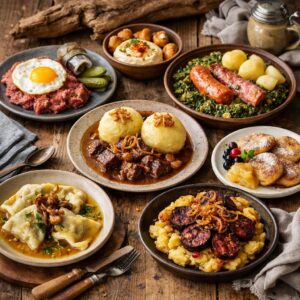 Authentic German regional dishes tourists miss, including Labskaus, Maultaschen, Quarkkeulchen, and other local specialties